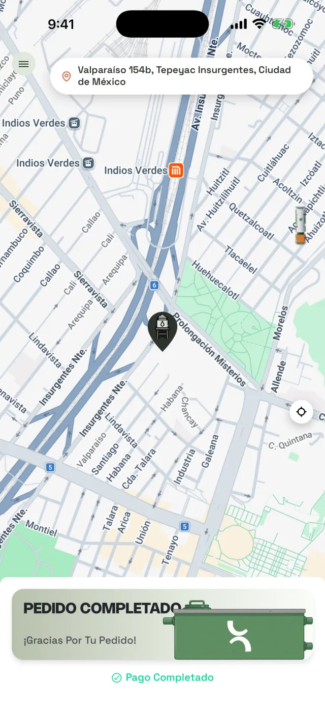 Pedido completado en la app de Zaseva